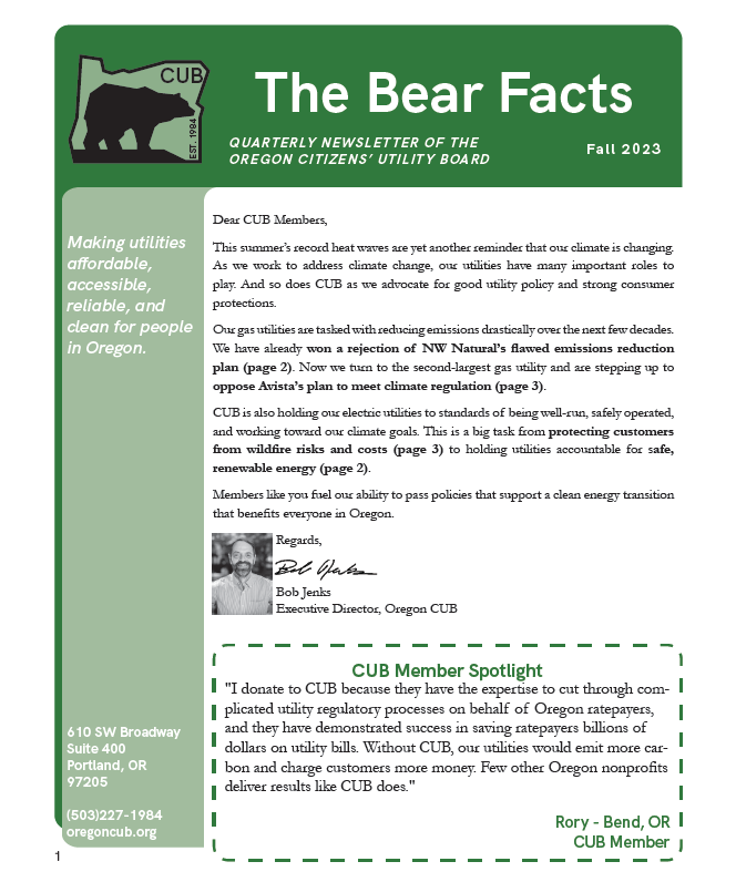 Image of the first page of the 2023 Fall Newsletter