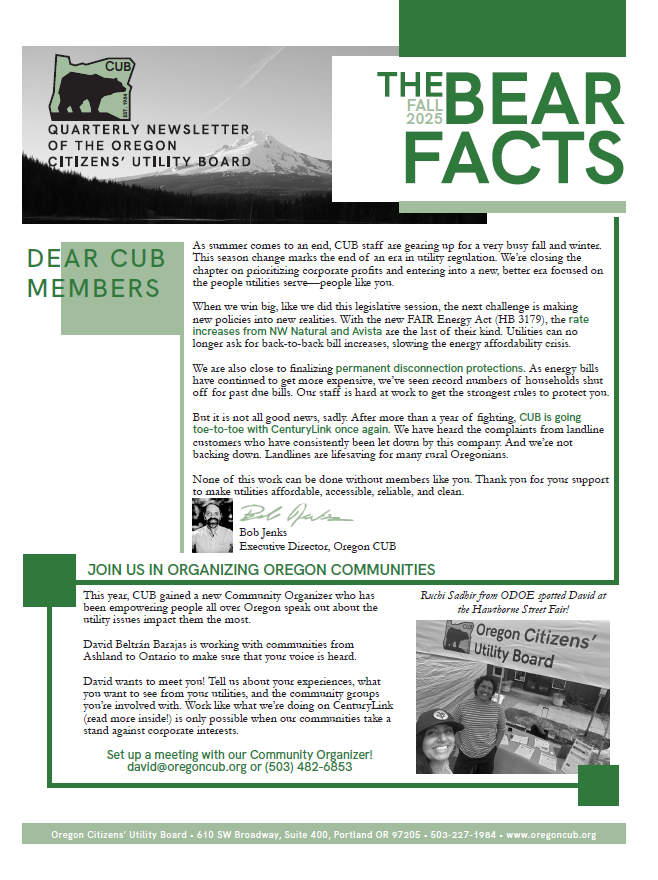 First page of the 2025 Fall Newsletter