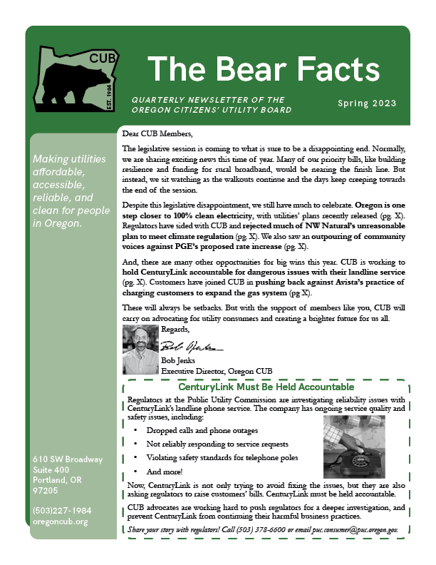 Image of the first page of the 2023 Spring Newsletter