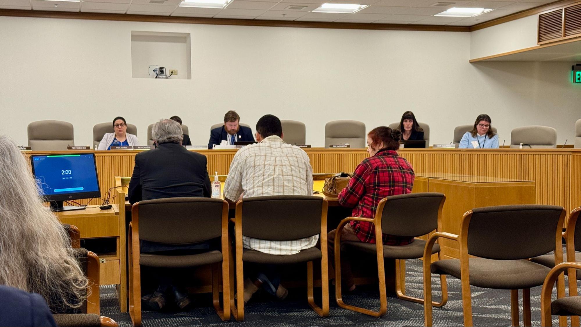 Volunteers testifying at a public hearing