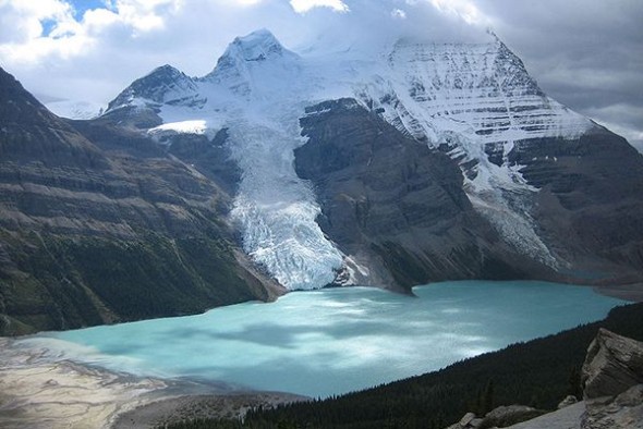 Berg Lake in the Canadian Rockies, which feed much of their snow runoff each year into the Columbia River Basin