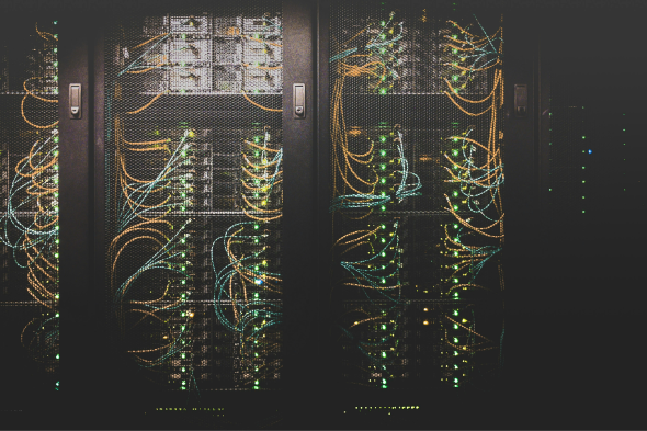 Servers on a dark background
