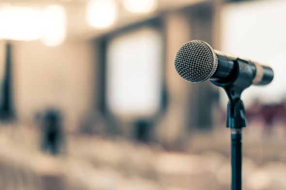 Microphone on a blurred background