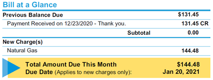 Avista Bill Example: Bill at a Glance