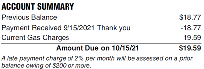 Cascade bill example: Account Summary